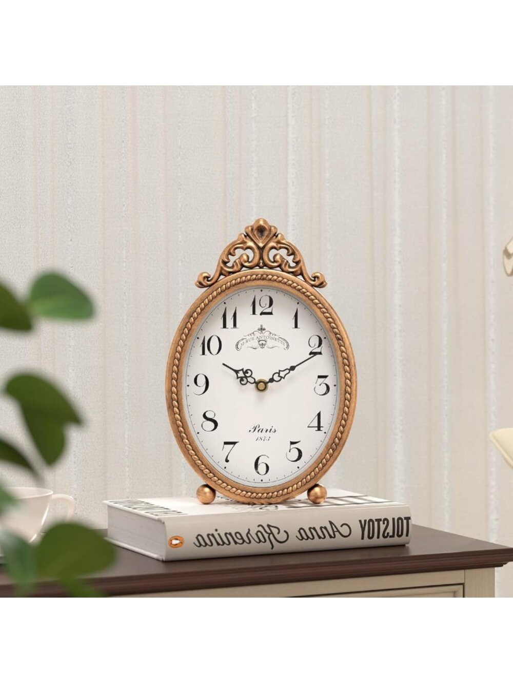 Vintage Antique Gold Table Clock | Rustic French Style Decorative Mantel Clock - Picture 8 of 8